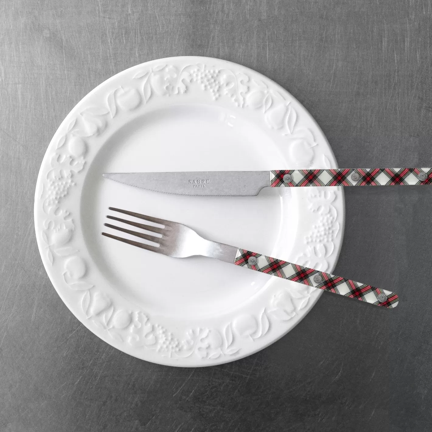 Sabre Paris 48 Pieces Set>Bistrot Vintage Tartan, White